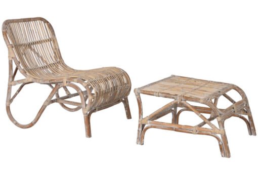 TUMBONA CON REPOSAPIES SET 2 RATAN 66X145X77 MB-211322 Disponible Ref 13426