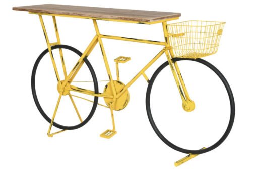 CONSOLA METAL MADERA 160X40X88 BICICLETA AMARILLO MB-211833 Disponible Ref13084