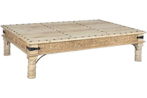 MESA CENTRO MADERA TALLADA 180X120X45 NATURAL MB-213748 Disponible ref13196