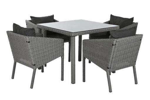 MESA SET 5 RATAN SINTETICO 90X90X72 CON COJINES MB-213804 Disponible ref13418