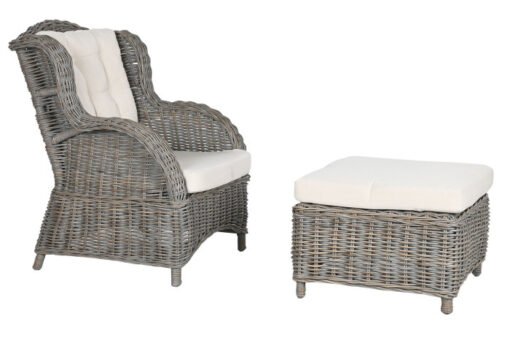 SILLON SET 2 RATAN 76X85X96 CON REPOSAPIES Y COJIN MB-213887 Ref 13340