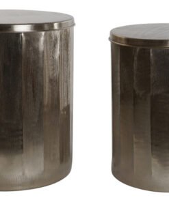 MESITA AUXILIAR SET 2 METAL 42X42X52 TAPA DORADO MB-215395 Disponible ref13103