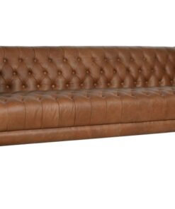 SOFA PIEL ACERO 209X77X74 CAPITONE COGNAC MB-216492 Disponible ref13375