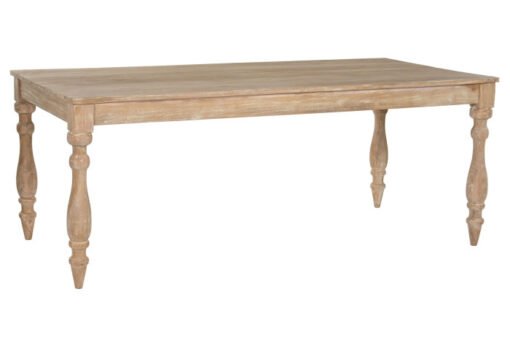 MESA COMEDOR TECA 195X97X77 TORNEADA DECAPE BLANCO MB-217085 Disponible ref13184
