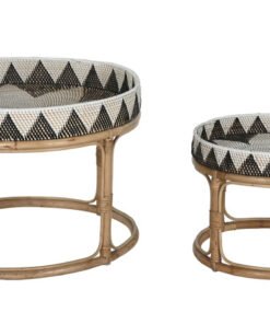 MESA CENTRO SET 2 RATAN 70X70X52 5,50 HECHO A MANO MB-217922 Disponible Ref 13140