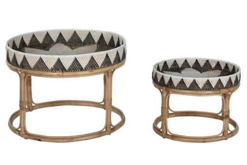 MESA CENTRO SET 2 RATAN 70X70X52 5,50 HECHO A MANO MB-217922 Disponible Ref 13140