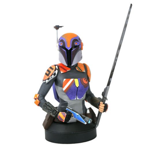 Busto Sabine Wren Star Wars Rebels 15cm Tamaño: 15cm. Escala 1/7. Resina. Pintado y numerado a mano. Edición limitada a 3000 unidades. Incluye certificado. Diseñado y esculpido por Gentle Giant Studios ref0328