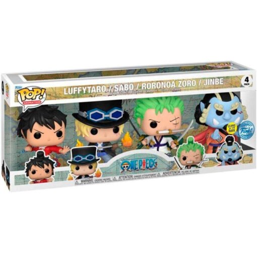 Blister 4 figuras POP One Piece Exclusive Luffytaro, Sabo, Roronoa Zoro, Jinbe Ref0182
