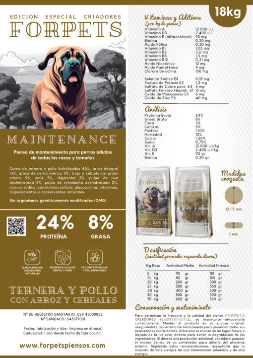 FORPETS CRIADORES MANTENIMIENTO 15 kilos EXTRUSIONADO Ref 2038