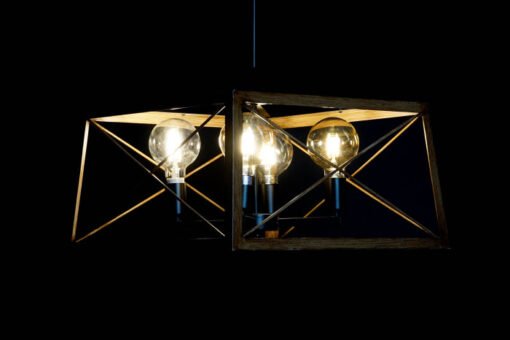LAMPARA TECHO METAL MADERA 50X50X130 NEGRO LA-181962 Disponible ref 13527 - Imagen 5