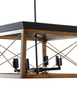 LAMPARA TECHO METAL MADERA 50X50X130 NEGRO LA-181962 Disponible ref 13527