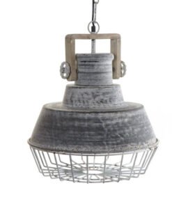 LAMPARA TECHO METAL MADERA 39X39X45 DECAPE GRIS LA-210176 Disponible REF13515