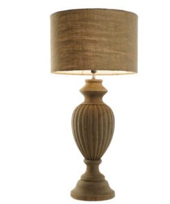 LAMPARA SOBREMESA MADERA YUTE 44X44X91 TALLADO LA-216577 Disponible Ref 13563