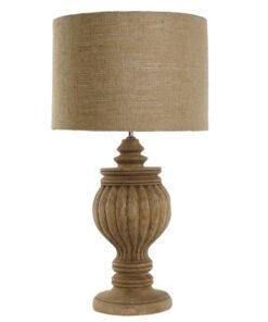 LAMPARA SOBREMESA MADERA YUTE 41X41X76 TALLADO LA-216578 Disponible Ref 13562