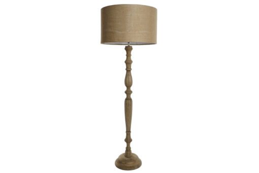 LAMPARA PIE MADERA YUTE 60X60X180 TALLADO NATURAL LA-216579 Disponible Ref 13534