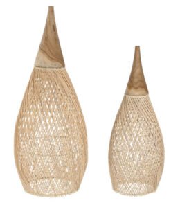 PANTALLA SET 2 BAMBU TECA 35X35X85 HECHO A MANO LA-217934 Disponible ref13546