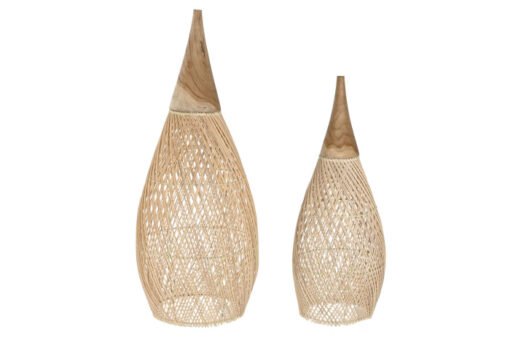 PANTALLA SET 2 BAMBU TECA 35X35X85 HECHO A MANO LA-217934 Disponible ref13546