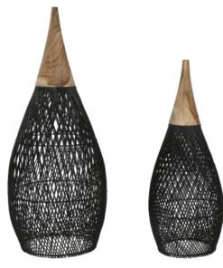 PANTALLA SET 2 BAMBU TECA 35X35X85 HECHO A MANO LA-217935 Disponible ref13545