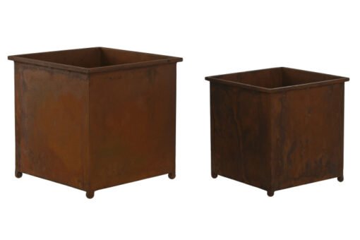 MACETERO SET 2 METAL 24X24X24 SIMIL OXIDO MC-211613 Disponible Ref 13481