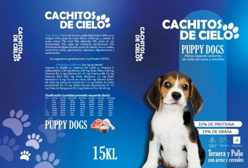 Comida para perro Cachitos de Cielo PUPPY DOG 15 Kilos Ternera,Pollo con Arroz y Cereales Ref2042 - Imagen 2