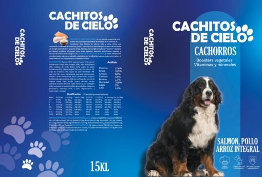 Comida para perros Premiun  15 kilos Cachitos de cielo  para cachorros .Salmon ,Pollo y Arroz Integral extra Ref 2039 - Imagen 3